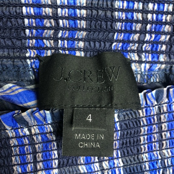 JCREW Blue Gingham Plaid Off Shoulder Silk Top 4 - Picture 4 of 5